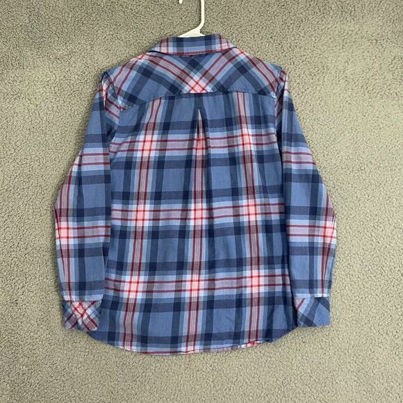 Vineyard Vines Shirt Women 4 Blue Plaid Relaxed Button Front Flannel - Picture 6 of 10